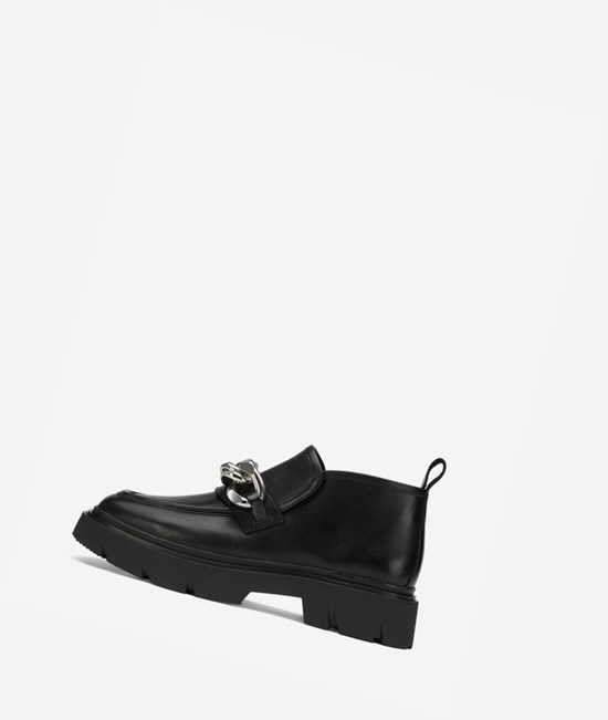 Black / Antic Silver Chain Women's ASH Universe Chain Flat Boots | 209EPFLGD