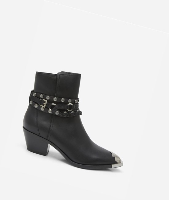 Black Women's ASH Folk Ankle Boots | 168ZAHVKU