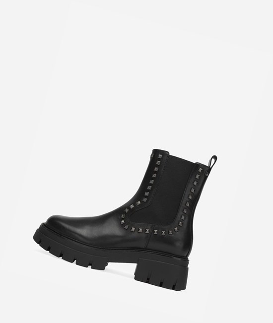 Black Women's ASH Lenny Studs Biker Boots | 428GDVSKJ