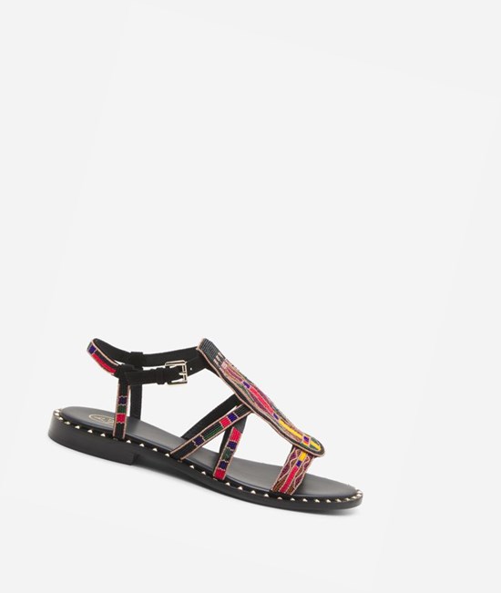 Black Women's ASH Peaceful Flat Sandals | 806MZCIOD
