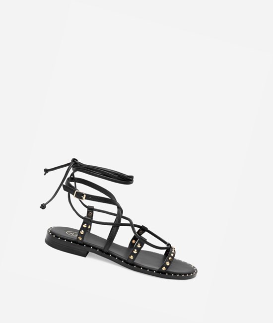 Black Women's ASH Princess Flat Sandals | 159IEWSYZ