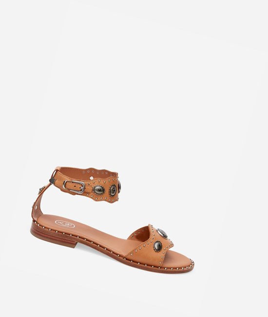 Nude Women's ASH Poker Flat Sandals | 460DFMNHO