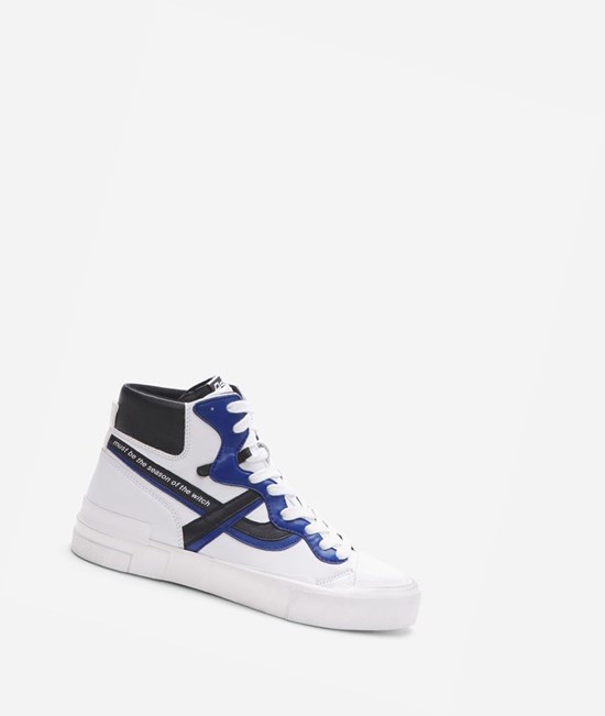 White / Cobalt / Black Women's ASH Grease High-Top Sneakers | 623SOMJHK